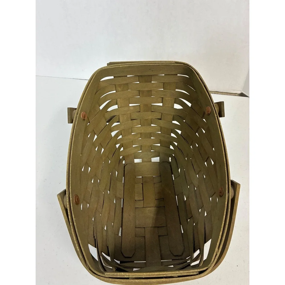 Longaberger 2008 Handmade Slanted Basket Woven Wood Dual Handle